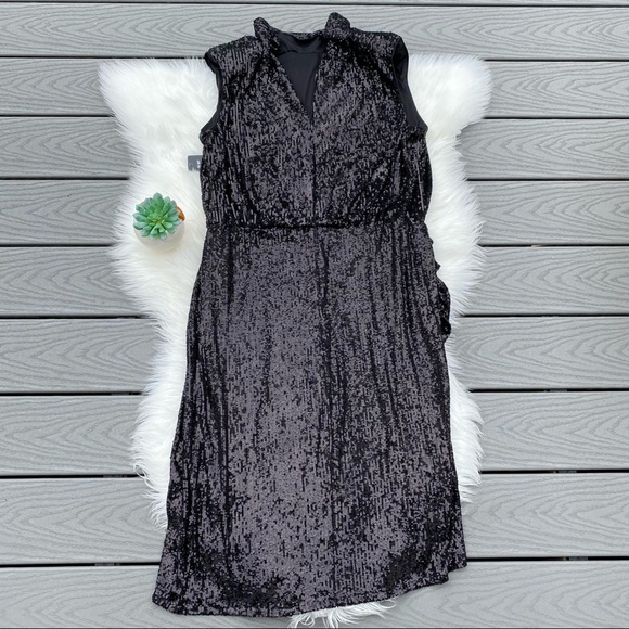 Express Black Sequin Midi Dress - Picture 3 of 3